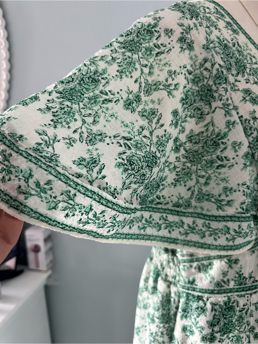 Max Studio Green and Cream Floral Wrap Maxi Dress - Picture 6 of 10